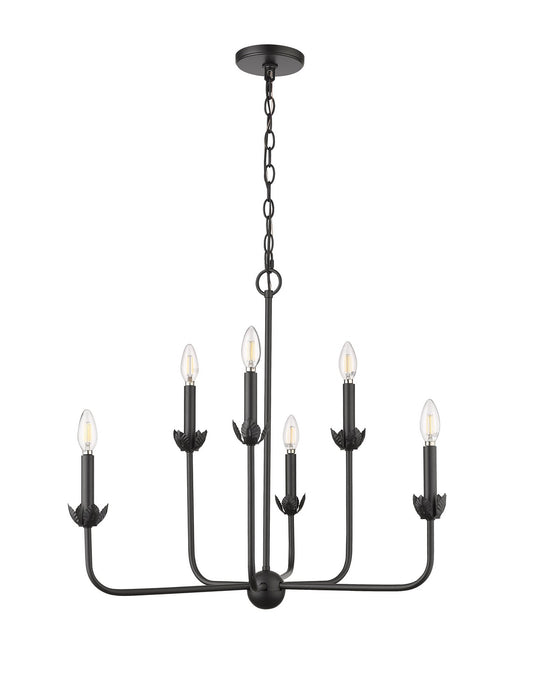Millennium 29706-MB Six Light Chandelier, Matte Black