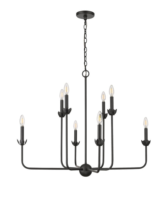 Millennium 29708-MB Eight Light Chandelier, Matte Black