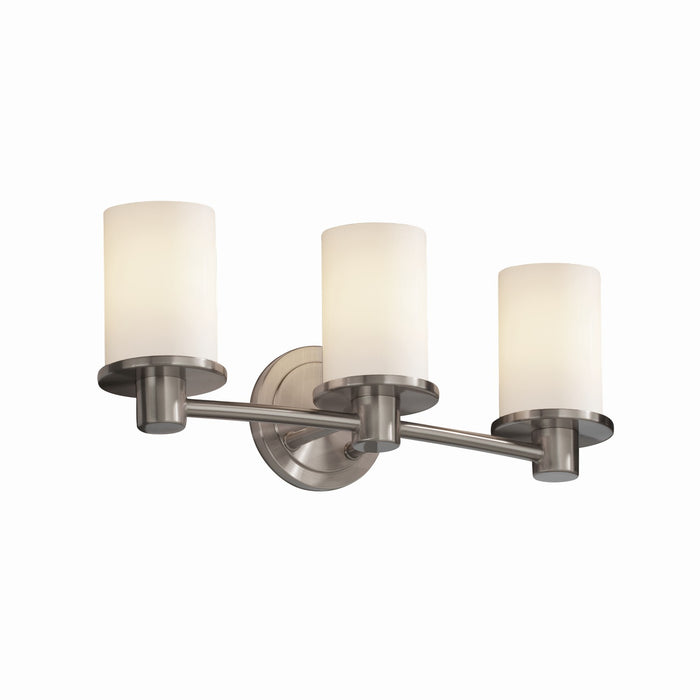 Justice Designs FSN-8513-10-OPAL-NCKL Three Light Bath Bar, Brushed Nickel