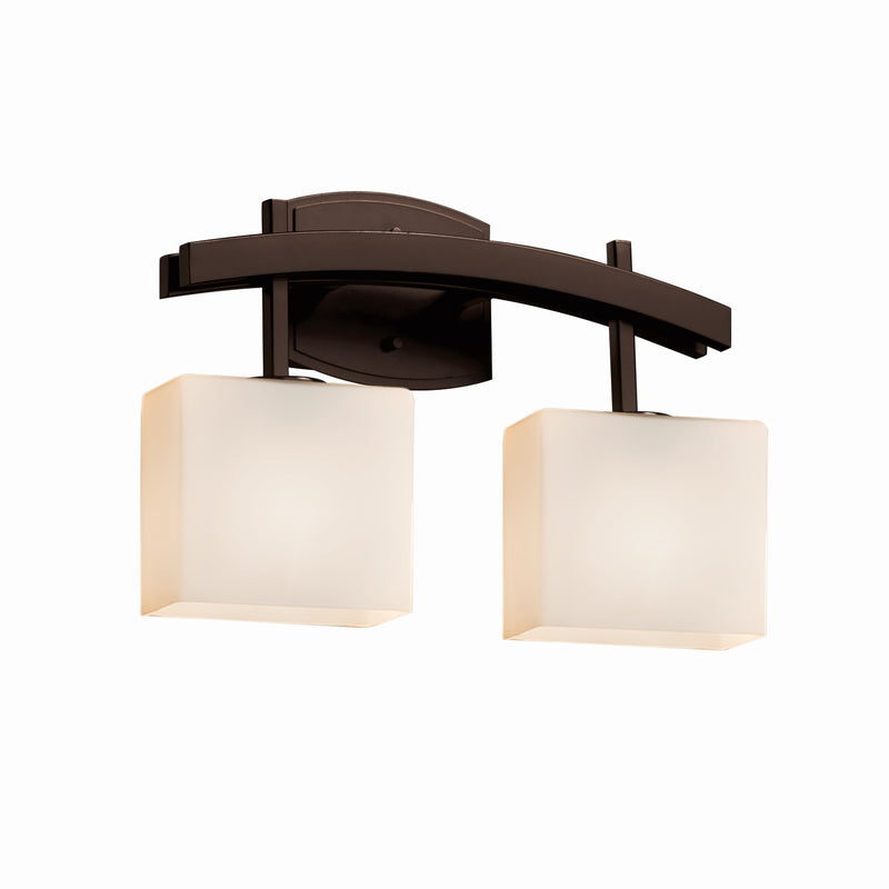 Justice Designs FSN-8592-55-OPAL-DBRZ Two Light Bath Bar, Dark Bronze
