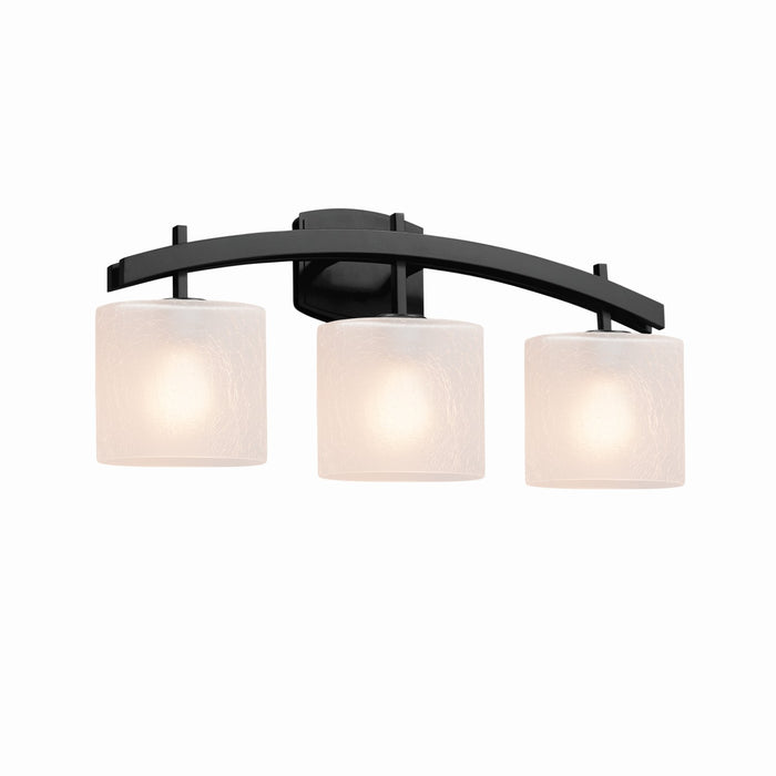 Justice Designs FSN-8593-30-FRCR-MBLK Three Light Bath Bar, Matte Black