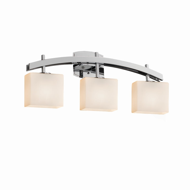Justice Designs FSN-8593-55-OPAL-CROM Three Light Bath Bar, Polished Chrome