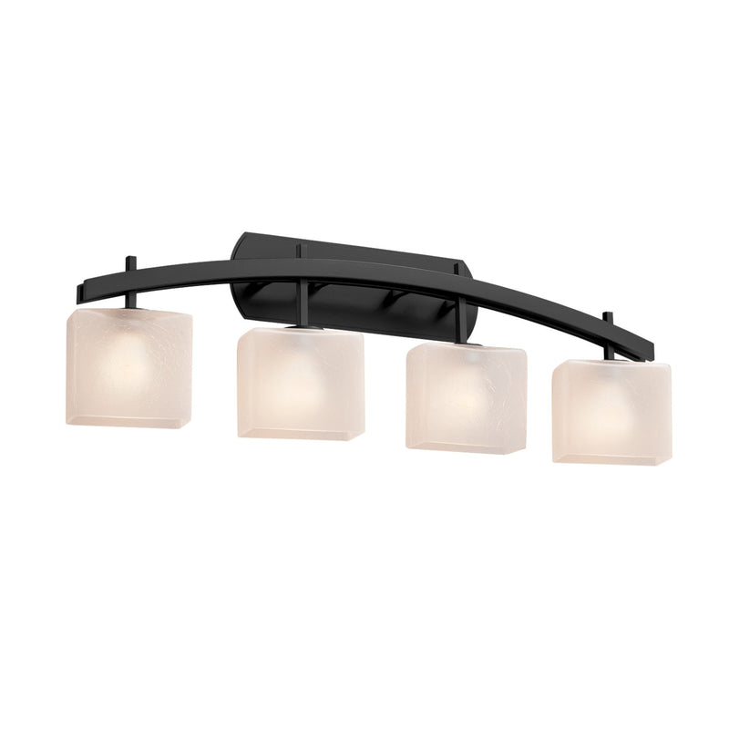 Justice Designs FSN-8594-55-FRCR-MBLK Four Light Bath Bar, Matte Black