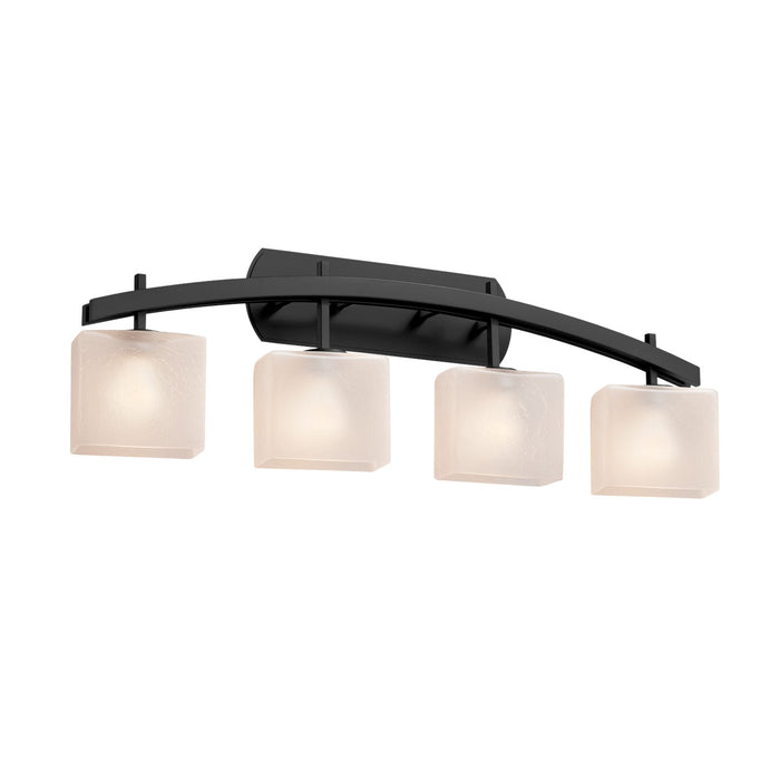 Justice Designs FSN-8594-55-FRCR-MBLK Four Light Bath Bar, Matte Black