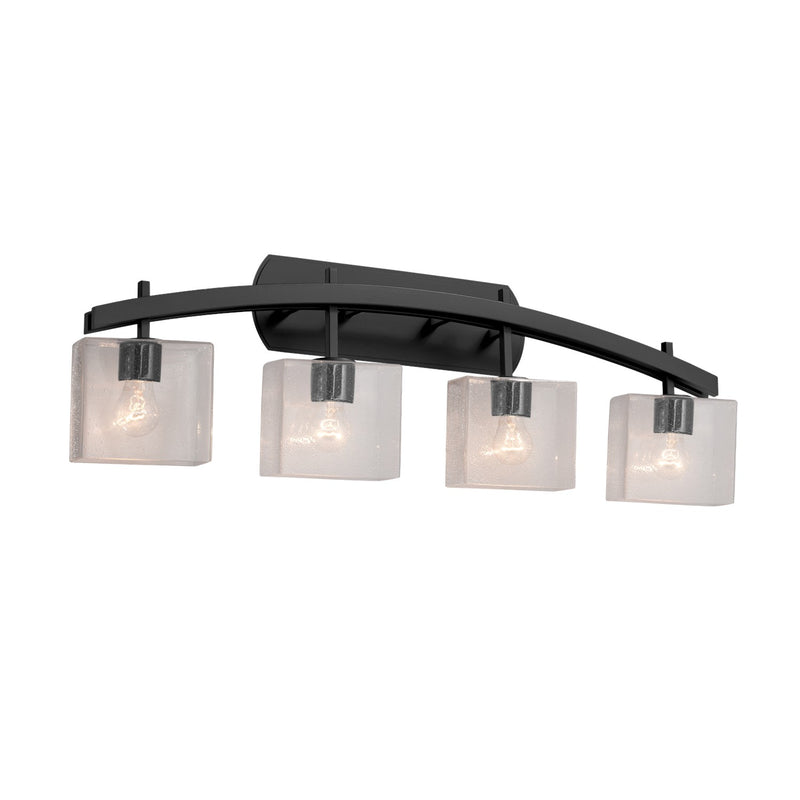Justice Designs FSN-8594-55-SEED-MBLK Four Light Bath Bar, Matte Black