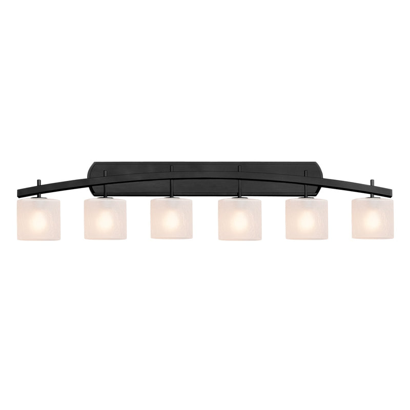 Justice Designs FSN-8596-30-FRCR-MBLK Six Light Bath Bar, Matte Black