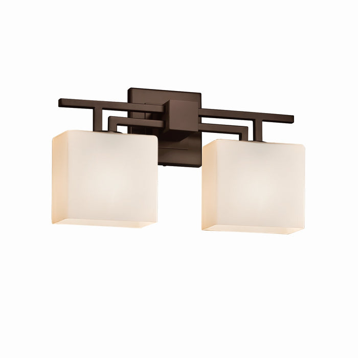 Justice Designs FSN-8702-55-OPAL-DBRZ Two Light Bath Bar, Dark Bronze