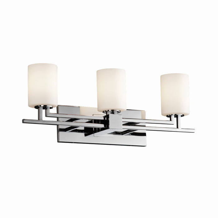 Justice Designs FSN-8703-10-OPAL-CROM Three Light Bath Bar, Polished Chrome
