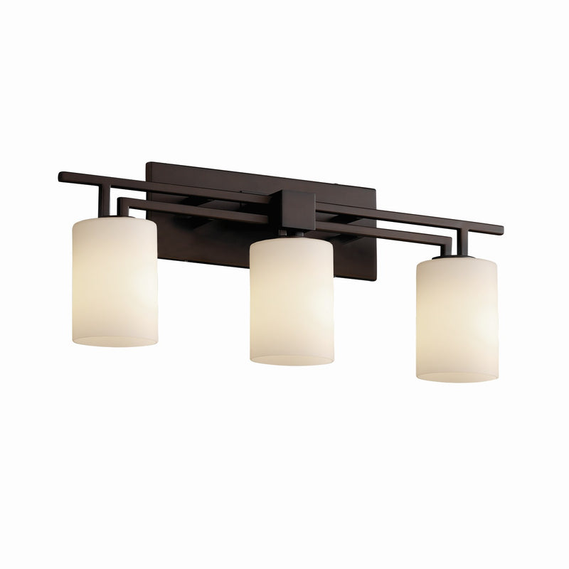 Justice Designs FSN-8703-10-OPAL-DBRZ Three Light Bath Bar, Dark Bronze