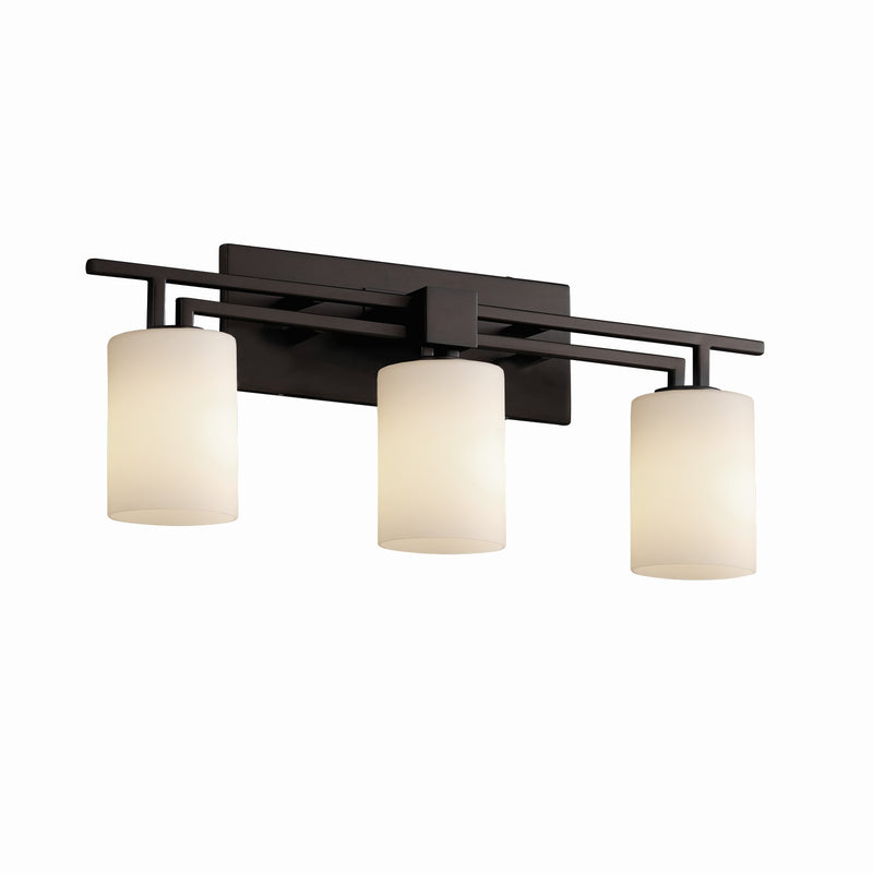 Justice Designs FSN-8703-10-OPAL-MBLK Three Light Bath Bar, Matte Black