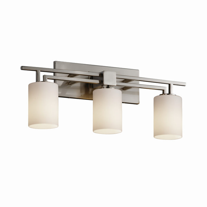 Justice Designs FSN-8703-10-OPAL-NCKL Three Light Bath Bar, Brushed Nickel