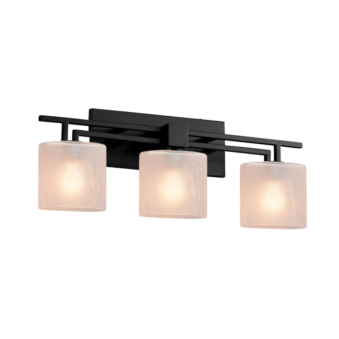 Justice Designs FSN-8703-30-FRCR-MBLK Three Light Bath Bar, Matte Black