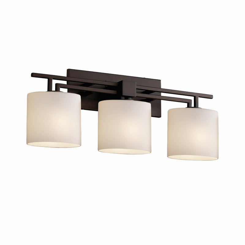 Justice Designs FSN-8703-30-OPAL-DBRZ Three Light Bath Bar, Dark Bronze