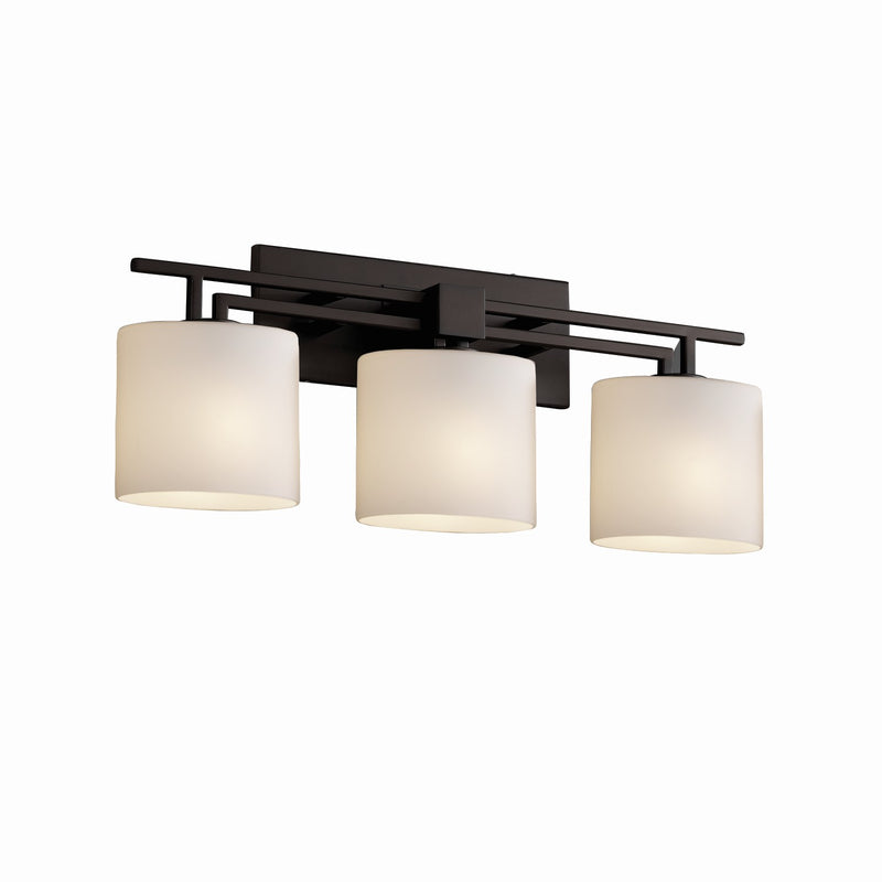 Justice Designs FSN-8703-30-OPAL-MBLK Three Light Bath Bar, Matte Black