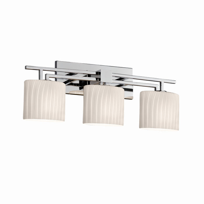 Justice Designs FSN-8703-30-RBON-CROM Three Light Bath Bar, Polished Chrome