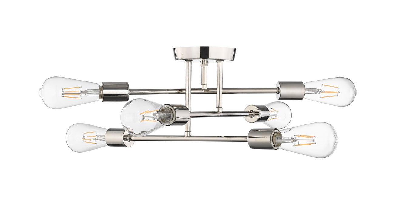 Millennium 4256-PN Six Light Semi-Flush Mount, Polished Nickel