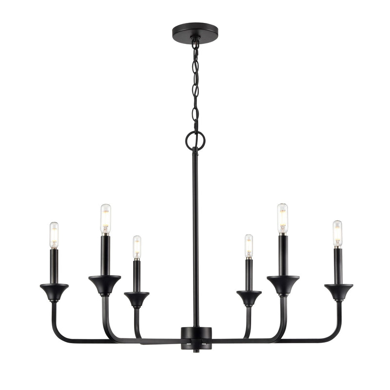 Millennium 97326-MB Six Light Chandelier, Matte Black