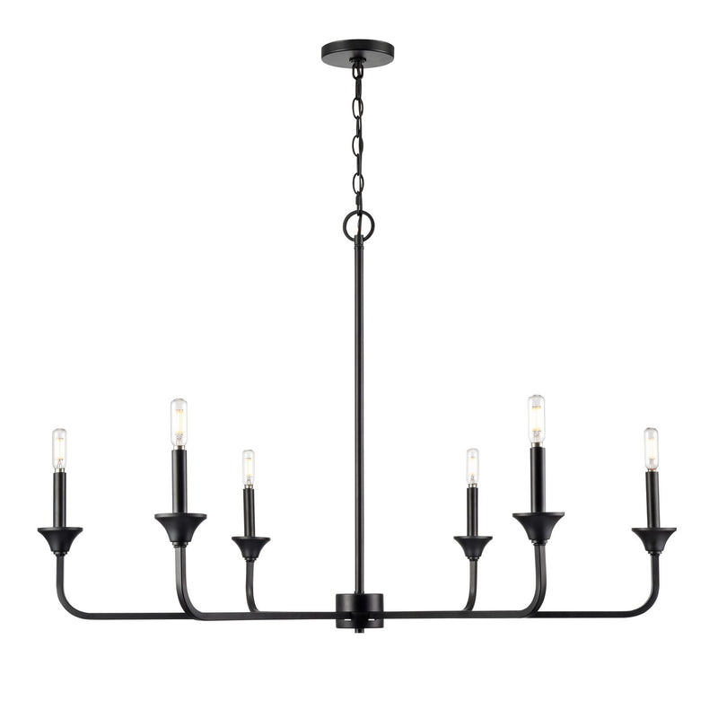 Millennium 97426-MB Six Light Chandelier, Matte Black