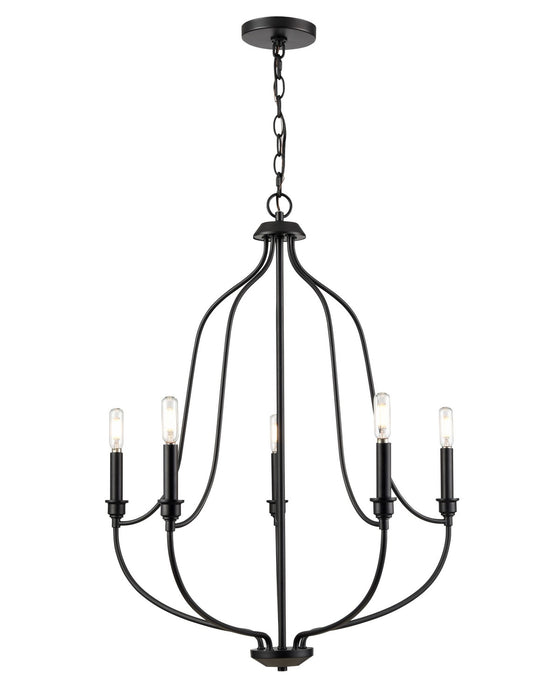 Millennium 98005-MB Five Light Chandelier, Matte Black
