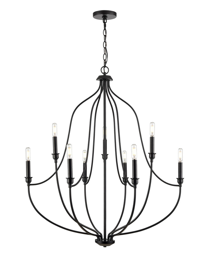 Millennium 98009-MB Nine Light Chandelier, Matte Black