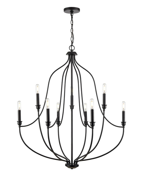 Millennium 98009-MB Nine Light Chandelier, Matte Black
