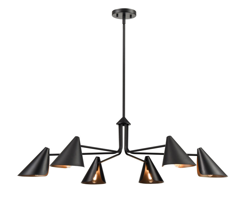 Millennium 99006-MB Six Light Chandelier, Matte Black