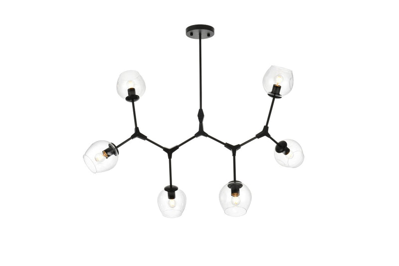 Elegant Lighting 1712G49BK Six Light Chandelier, Black