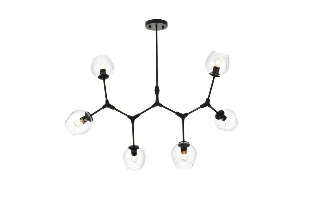 Elegant Lighting 1712G49BK Six Light Chandelier, Black