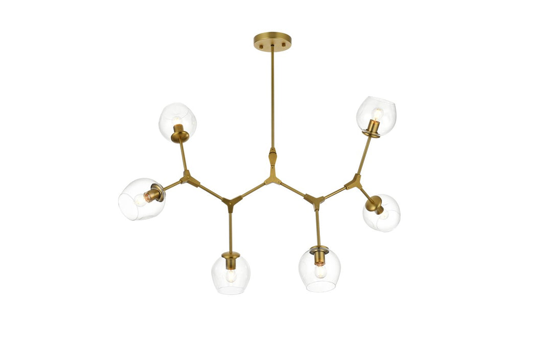 Elegant Lighting 1712G49BR Six Light Chandelier, Brass