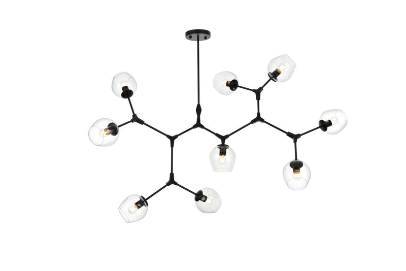 Elegant Lighting 1712G60BK Nine Light Chandelier, Black