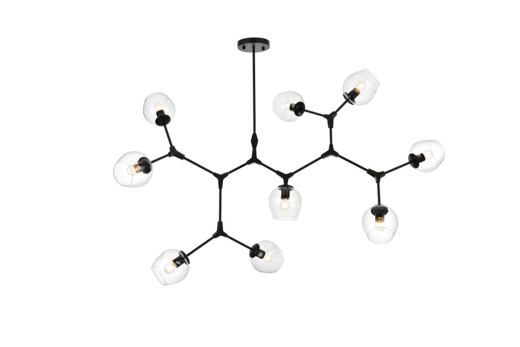 Elegant Lighting 1712G60BK Nine Light Chandelier, Black