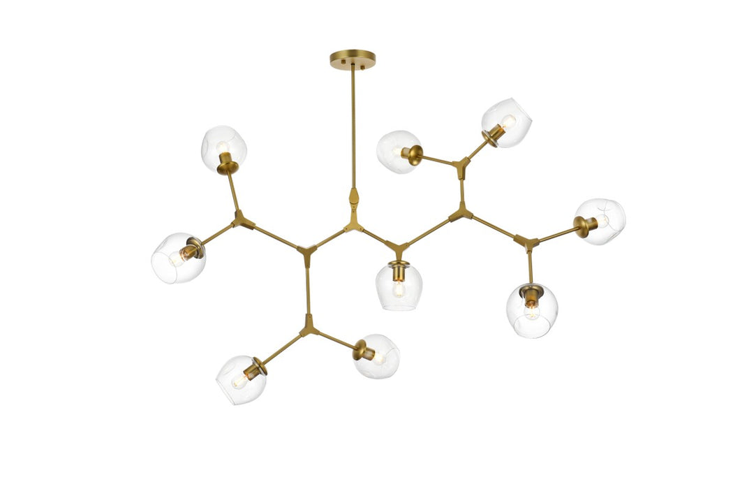 Elegant Lighting 1712G60BR Nine Light Chandelier, Brass