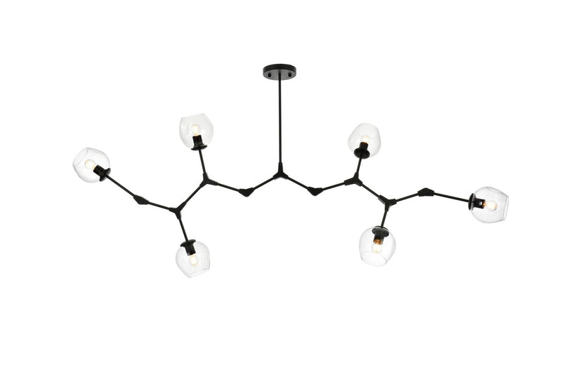Elegant Lighting 1712G70BK Six Light Chandelier, Black