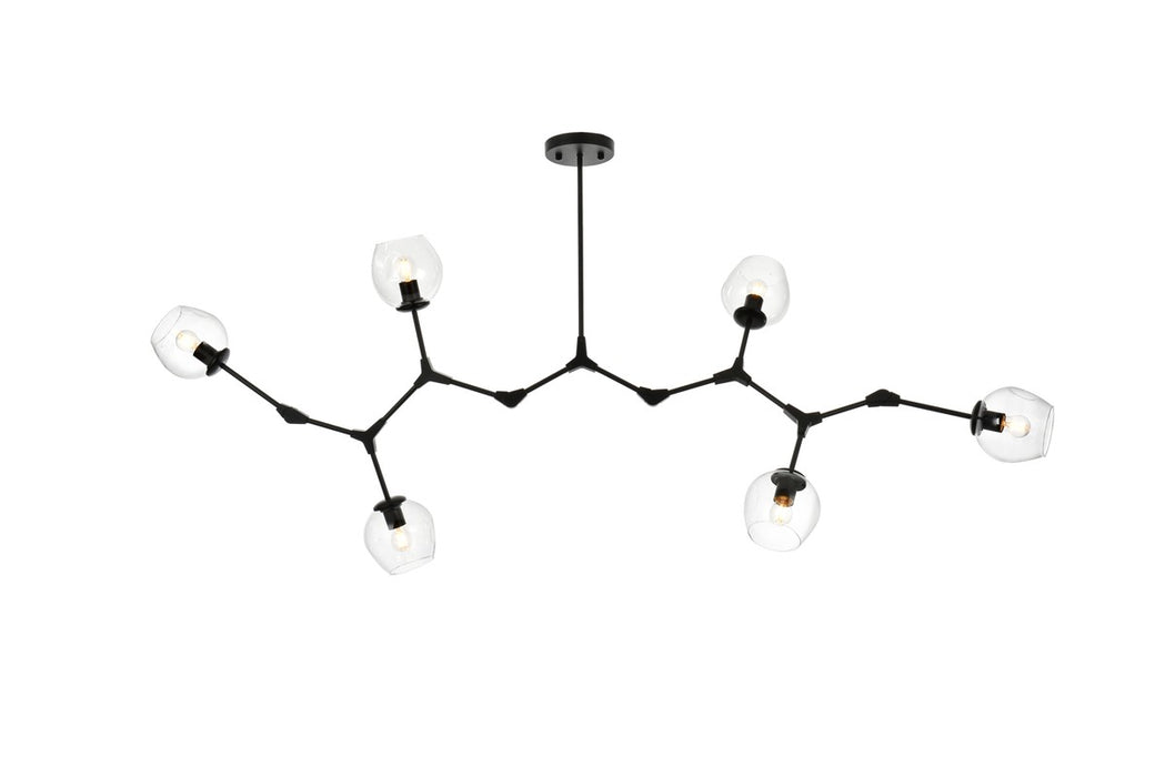 Elegant Lighting 1712G70BK Six Light Chandelier, Black