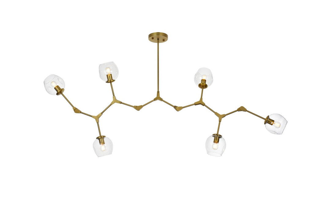 Elegant Lighting 1712G70BR Six Light Chandelier, Brass