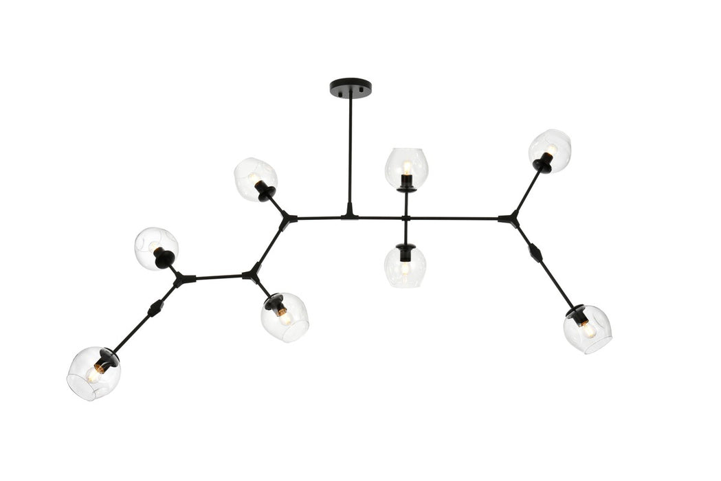Elegant Lighting 1712G74BK Eight Light Chandelier, Black
