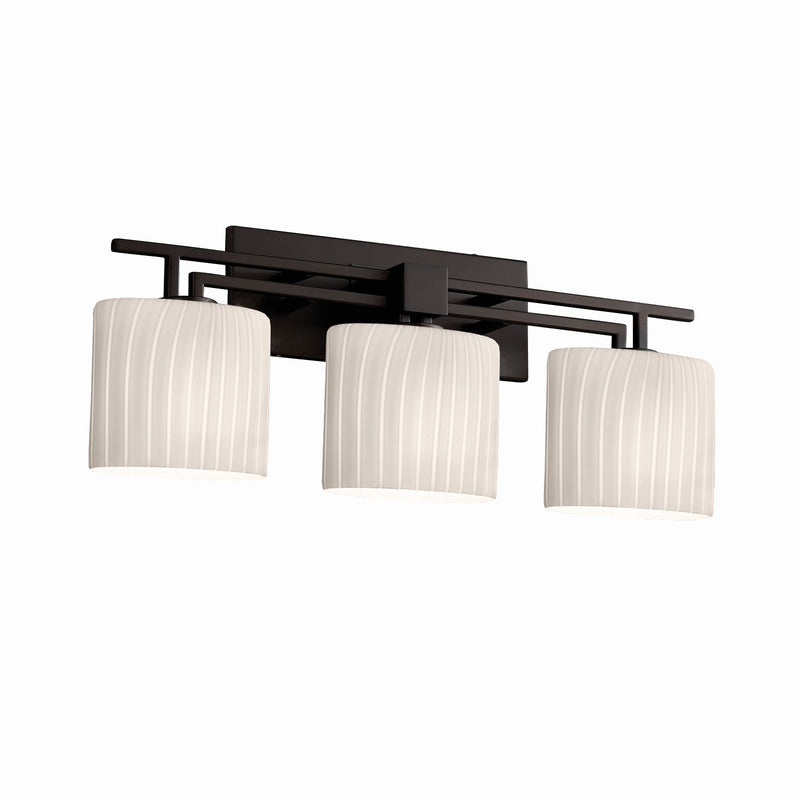 Justice Designs FSN-8703-30-RBON-MBLK Three Light Bath Bar, Matte Black
