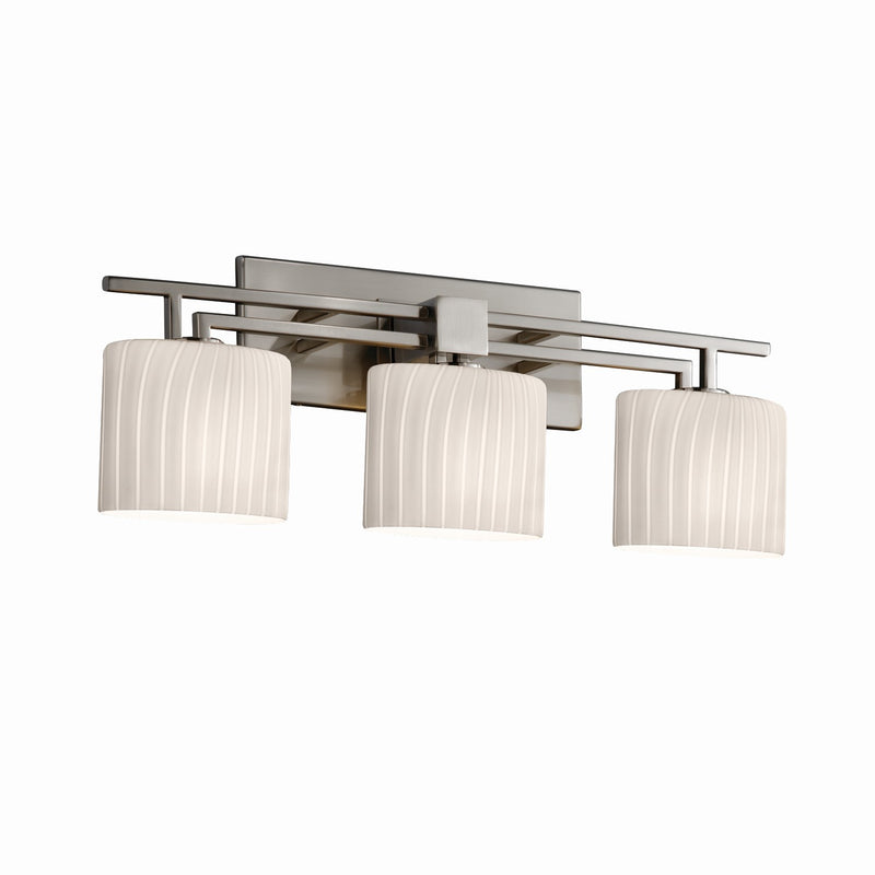 Justice Designs FSN-8703-30-RBON-NCKL Three Light Bath Bar, Brushed Nickel