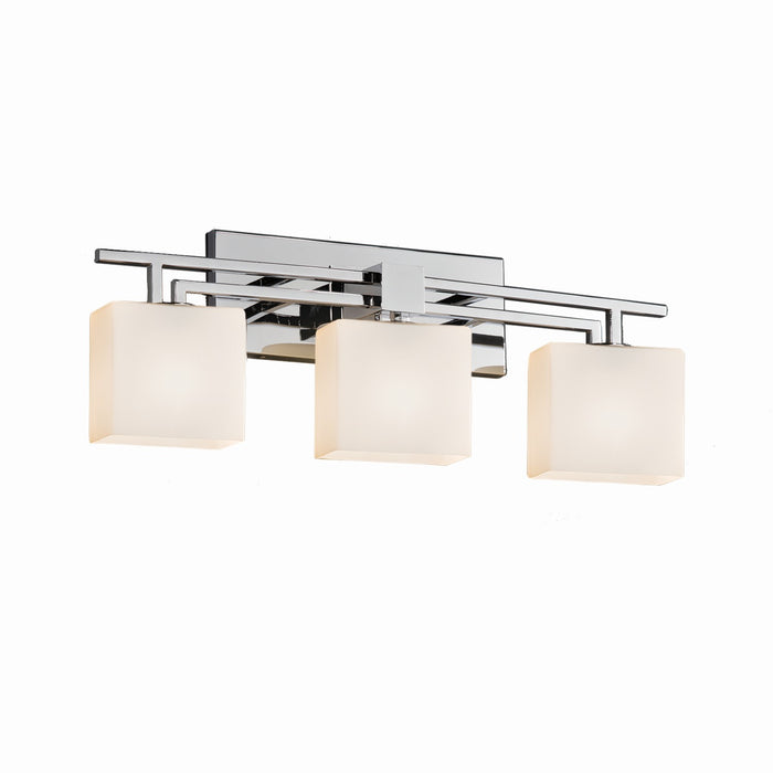 Justice Designs FSN-8703-55-OPAL-CROM Three Light Bath Bar, Polished Chrome