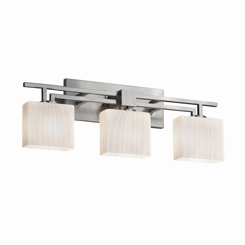 Justice Designs FSN-8703-55-RBON-NCKL Three Light Bath Bar, Brushed Nickel