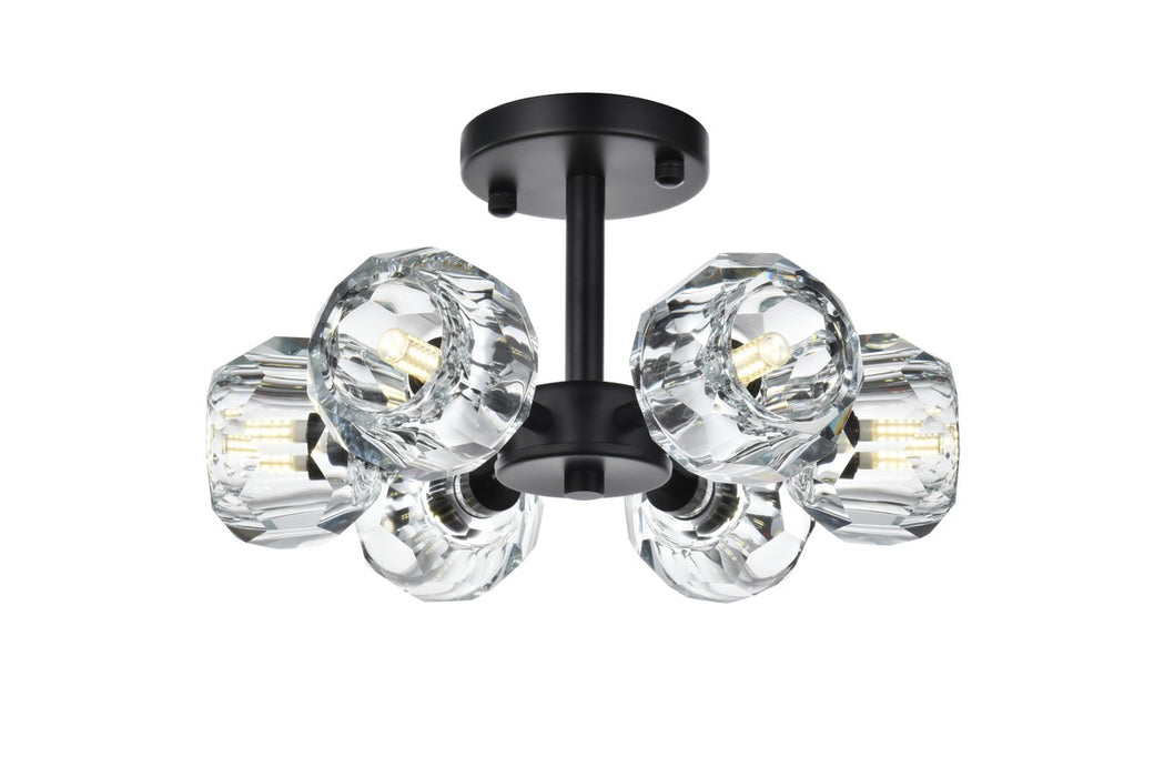 Elegant Lighting 3505F14BK Six Light Flush Mount, Black