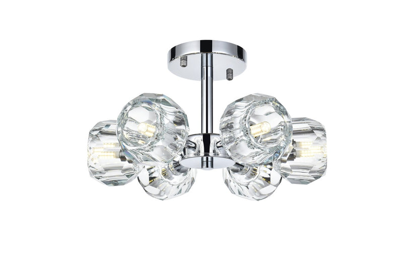 Elegant Lighting 3505F14C Six Light Flush Mount, Chrome