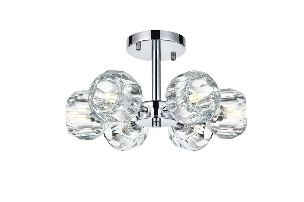 Elegant Lighting 3505F14C Six Light Flush Mount, Chrome