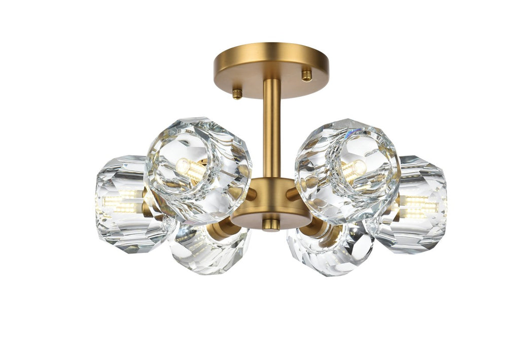 Elegant Lighting 3505F14SG Six Light Flush Mount, Satin Gold