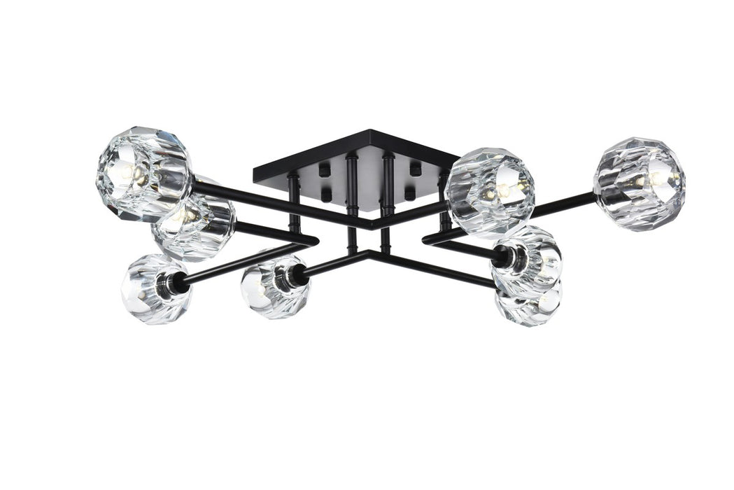 Elegant Lighting 3505F31BK Eight Light Flush Mount, Black