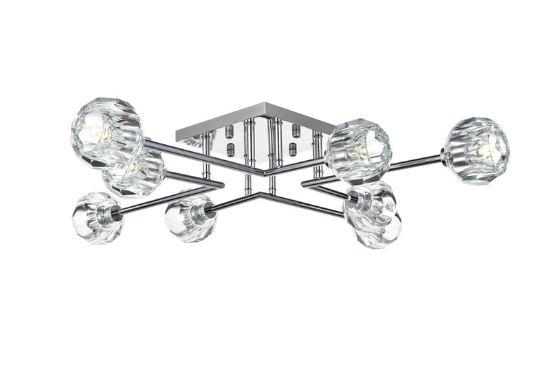 Elegant Lighting 3505F31C Eight Light Flush Mount, Chrome