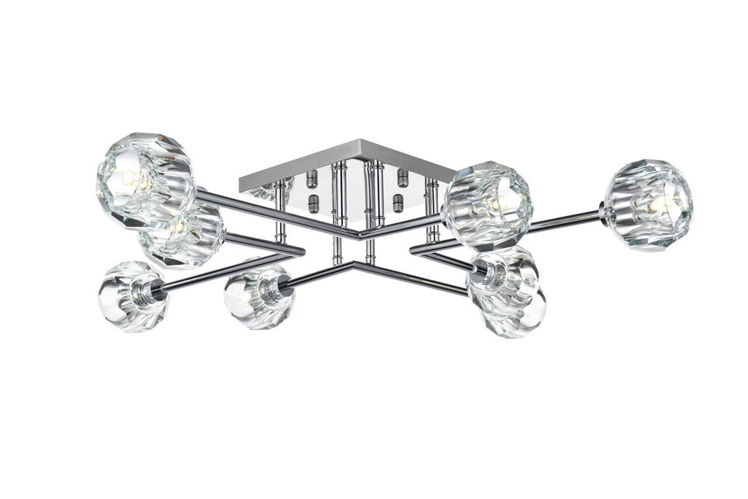 Elegant Lighting 3505F31C Eight Light Flush Mount, Chrome