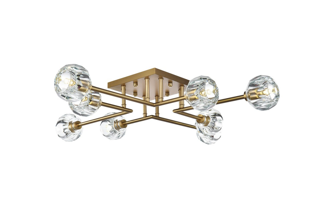 Elegant Lighting 3505F31SG Eight Light Flush Mount, Satin Gold