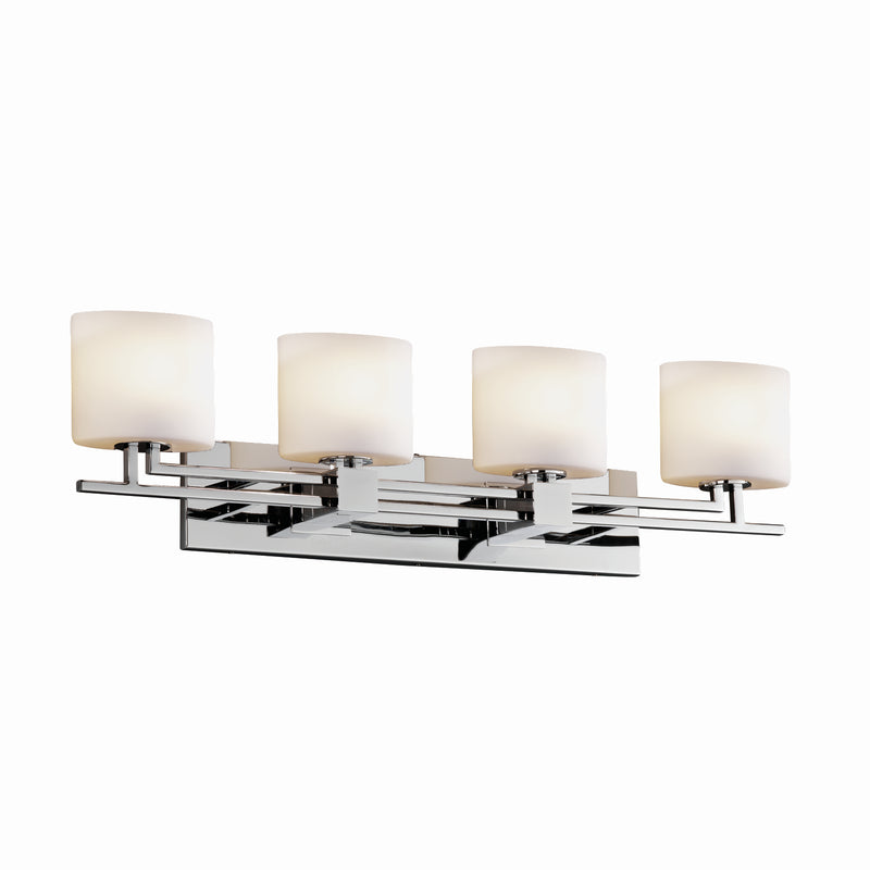 Justice Designs FSN-8704-30-OPAL-CROM Four Light Bath Bar, Polished Chrome