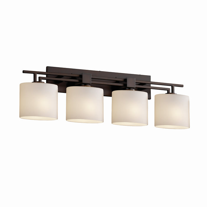 Justice Designs FSN-8704-30-OPAL-DBRZ Four Light Bath Bar, Dark Bronze